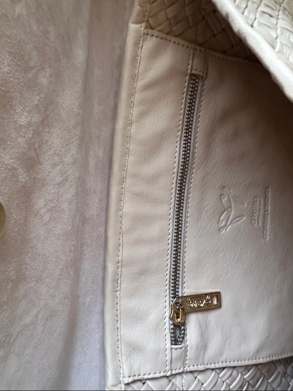 & Other Stories Cream Woven Leather Clutch